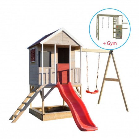 Copii & Mamici - Căsuța Summer Adventure House cu loc de nisip, tobogan, leagăn, modul sport