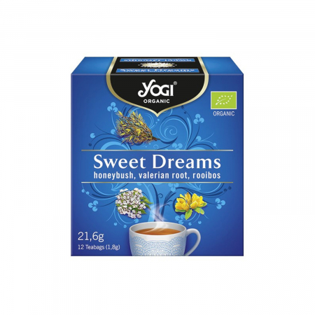 Alimente - Ceai BIO vise placute cu honeybush, radacina de valeriana si rooibos, 12 plicuri - 21,6g Yogi Tea