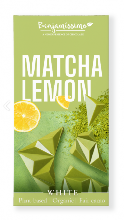 Ciocolata - Ciocolată albă cu matcha și lămâie, bio, 60g (fără gluten)