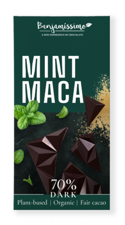 Alimente - Ciocolată neagră 70% cu mentă și maca, bio, 60g (fără gluten)