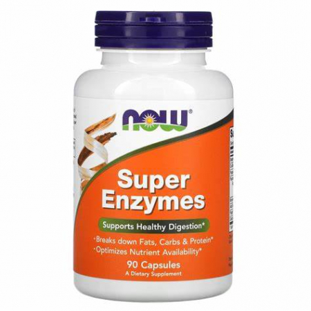 Prebiotice & Probiotice - Complex enzime cu spectru larg, Super Enzymes, Now Foods, 90 tablete Fara aroma