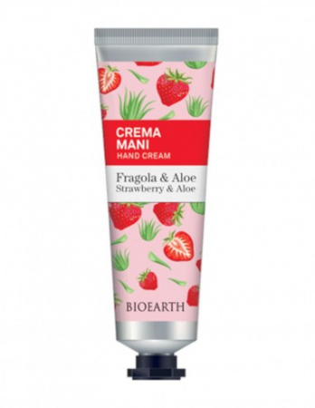 Ingrijire maini si picioare - Cremă de mâini cu aloe și căpșuni, 30ml – Family Bioearth