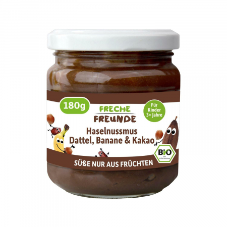 Alimente pentru copii - Crema tartinabila cu alune de padure, curmale, banane si cacao, bio, 180g, Erdbar                   