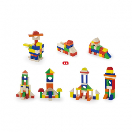 Cuburi de construit din lemn, colorate, 2.5 cm, 100 buc [2]