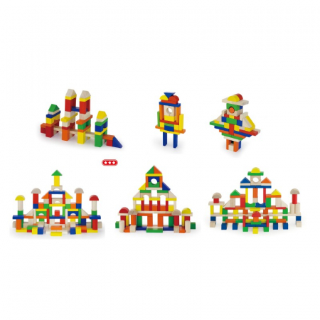 Cuburi de construit din lemn, colorate, 2.5 cm, 100 buc [3]