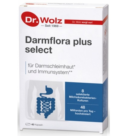  Suplimente Detox & Slabire - Darmflora plus select cu 8 tipuri de culturi probiotice Dr. Wolz 40cps