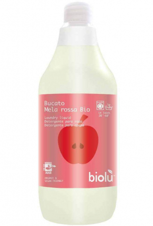 Detergenti rufe - Detergent BIO  lichid pentru rufe albe si colorate, mere rosii, 1L - Biolu                      