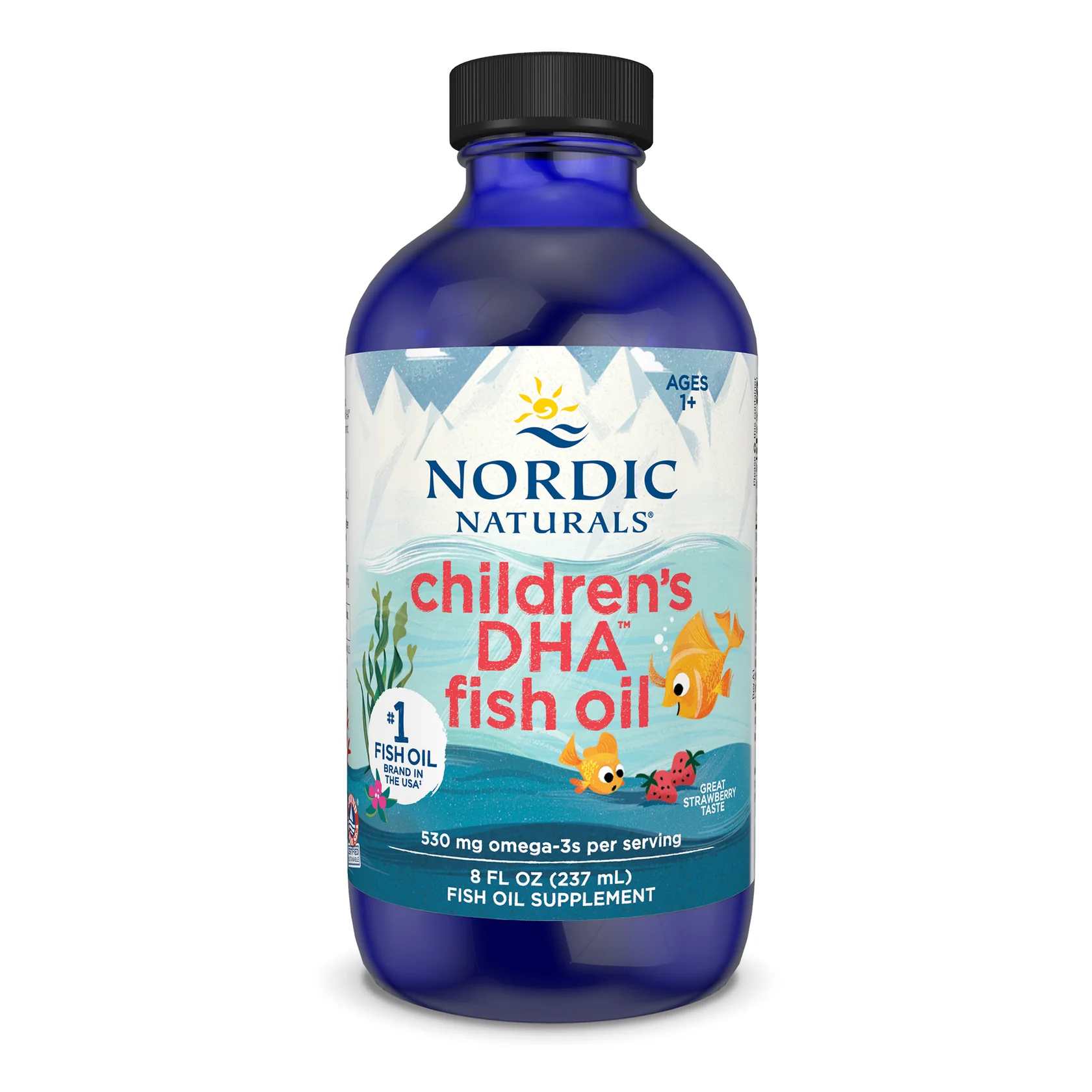 Suplimente naturale copii - DHA pentru copii, Omega 3 pentru copii - căpșuni, 530 mg, 237 ml
