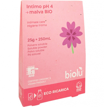 Igiena - Gel BIO  pentru igiena intima cu nalba, pudra 25g, eco-refill, Biolu                            