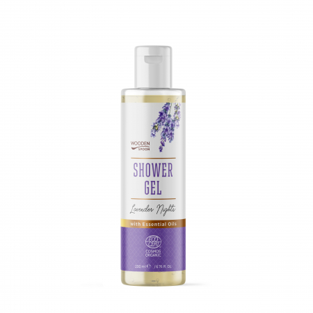 Gel de dus BIO - Gel de dus cu lavanda, Lavender Nights, bio, 200ml, Wooden Spoon