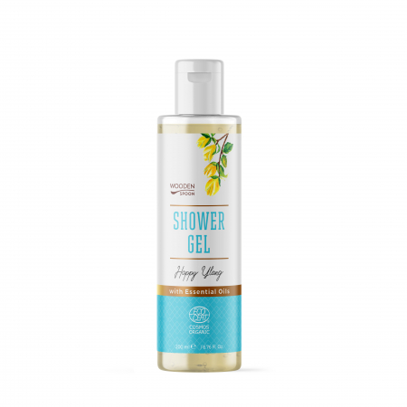 Gel de dus BIO - Gel de dus cu portocala si ylang-ylang, Happy Ylang, bio, 200ml, Wooden Spoon
