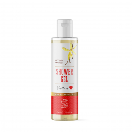 Gel de dus BIO - Gel de dus cu vanilie, Vanilla in love, bio, 200ml, Wooden Spoon