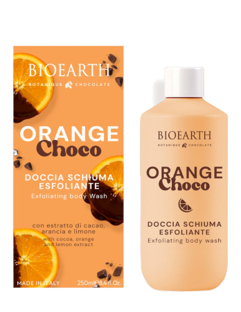 Frumusete & Ingrijire - Gel de duș exfoliant Orange Choco, ciocolată și portocală, Bioearth, 250ml