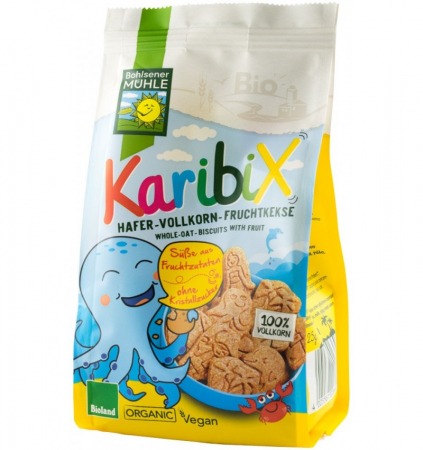 Alimente - Karibix biscuiti BIO din faina integrala de ovaz indulciti cu fructe, 125g Bohlsener Muhle