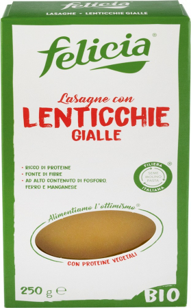 Paste fainoase - Lasagne Bio Din Linte Galbena, 250G Felicia