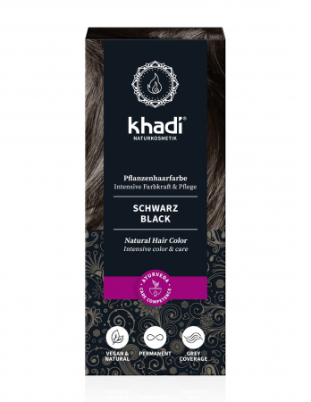 Ingrijire par - Negru Khadi - vopsea de par naturala