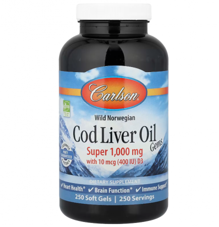 Remedii Naturale - Norvegiană sălbatică, ulei de ficat de cod, 250 de capsule moi