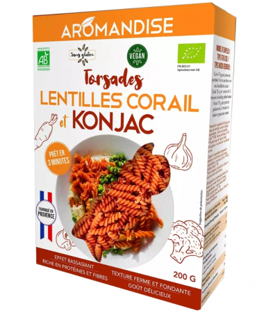 Alimente - Paste fusilli din linte coral si konjac, Bio, 200g