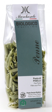 Alimente - Penne din mazare verde fara gluten, bio, 250g Marchesato