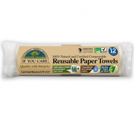 Accesorii bucatarie - Prosoape de hartie reutilizabile, compostabile, 12 bucati, If You Care