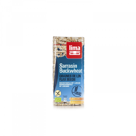 Crisp, snacks & crackers - Rondele din hrisca expandata rectangulare subtiri cu seminte de in BIO FARA GLUTEN 130g