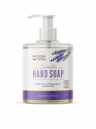 Sapun natural & artizanal - Sapun lichid pentru maini cu lavanda, bio, 300ml, Wooden Spoon                                      