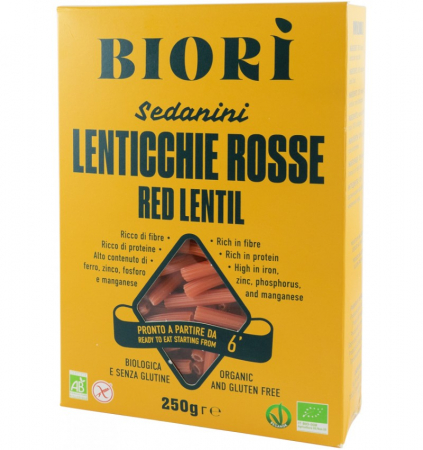 Paste fainoase - Sedanini Bio din linte rosie, 250g Biori