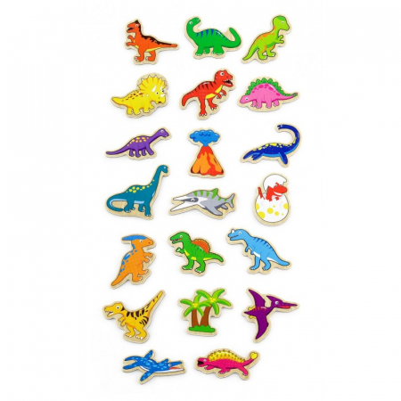 Seturi magnetice - Set dinozauri magnetici din lemn 20 buc