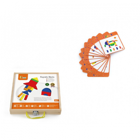 Seturi magnetice - Set magnetic - forme geometrice din lemn cu cutie