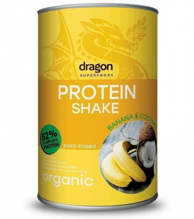 Remedii Naturale - Shake proteic banane si cocos bio 450g Dragon Superfoods - 52% proteine