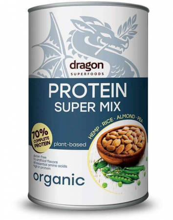 Proteine vegetale - Shake proteic super mix bio 500g Dragon Superfoods 70% proteine