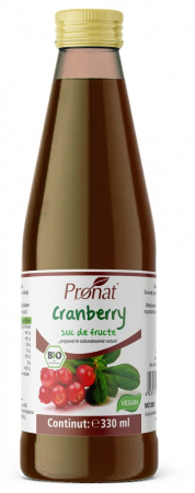 Remedii Naturale - Suc de merisoare (afine rosii), 100%, Bio, 330ml Medicura