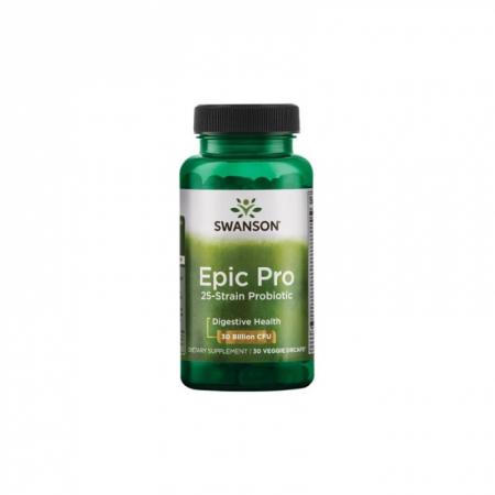 Capsule si tablete cu extracte naturale - Supliment alimentar, Complex de Probiotice si Prebiotice, Swanson Epic Pro 25 Strain Probiotic - 30 capsule (30 doze)