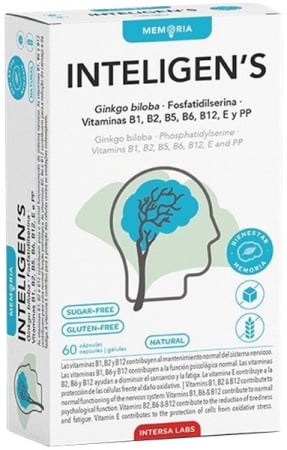 Suplimente concentrare si memorie - Supliment alimentar Inteligen`s cu ginkgo biloba si vitaminele B si E, 60cps, 21g Intersa Labs