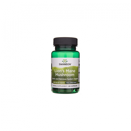 Extracte naturale - Swanson Full Spectrum Lion's Mane Mushroom (ciuperca Coama Leului), 500 mg, 60 capsule