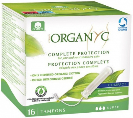 Igiena - Tampoane Organyc SUPER din bumbac organic, cu aplicator 16 buc Organyc