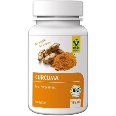 Capsule si tablete cu extracte naturale - Turmeric (curcuma) bio 300mg, 300 tablete vegane RAAB