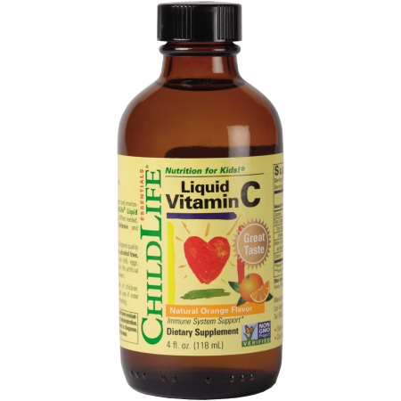 Suplimente naturale copii - Vitamina C lichida 250mg pentru copii cu aroma de portocale ChildLife Essentials 118ml