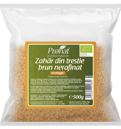 Zahăr și înlocuitori - Zahăr brun din trestie de zahăr, BIO 500 g