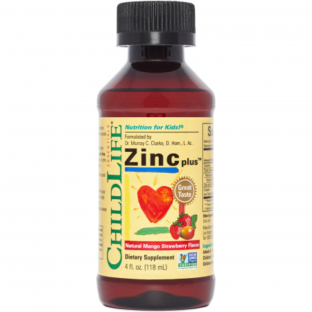 Suplimente naturale copii - Zinc Plus ChildLIfe Essentials cu aroma de Mango si Capsuni 118 ml