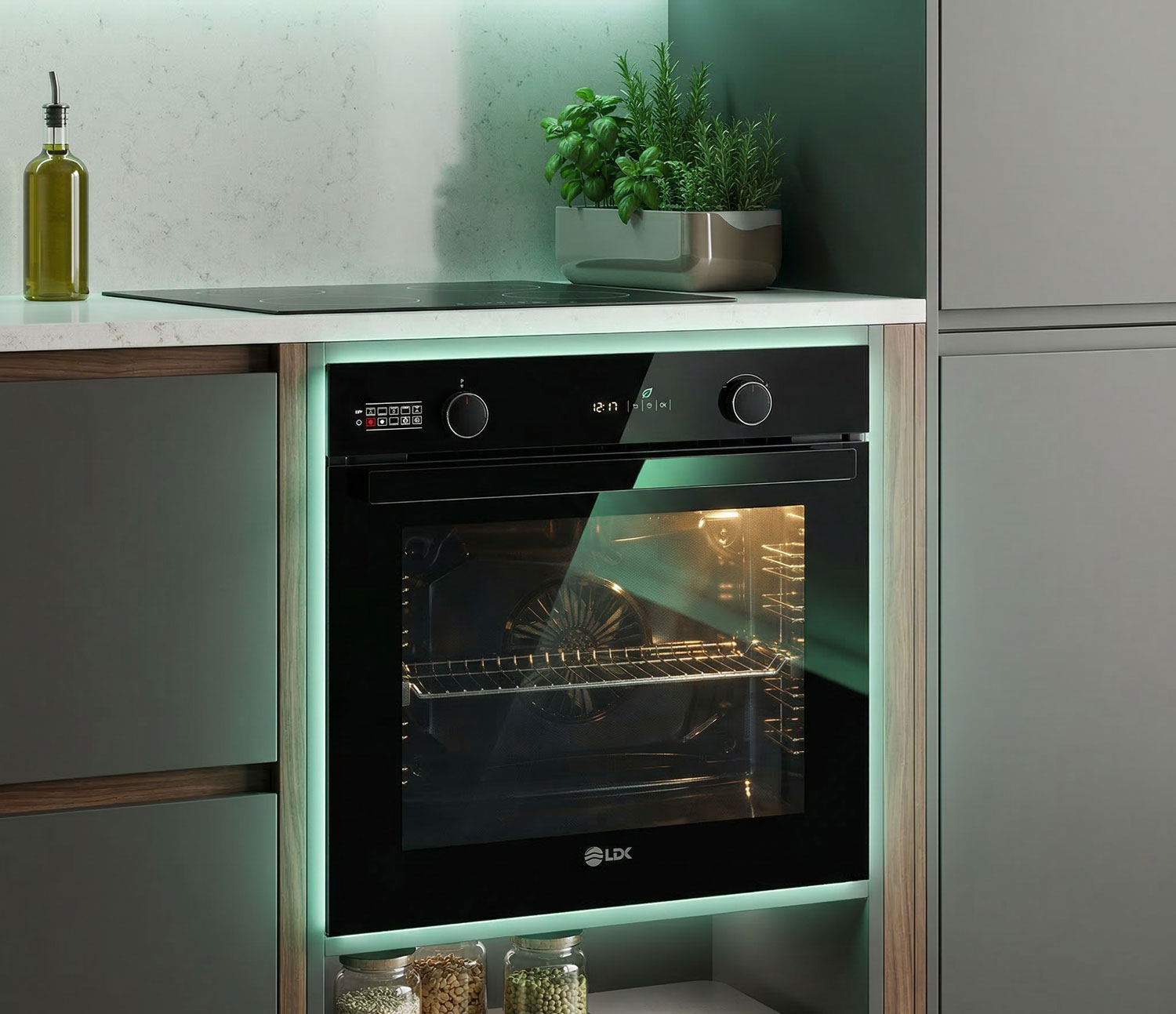 Cuptor incorporabil LDK 1073BK PREMIUM, Clasa A, Capacitate 73 l, 10 functii, 4 tavi, Grill, Turbo, Dezghetare, Timer, Iluminare cuptor, temperatura reglabila pana la 300°C, Negru