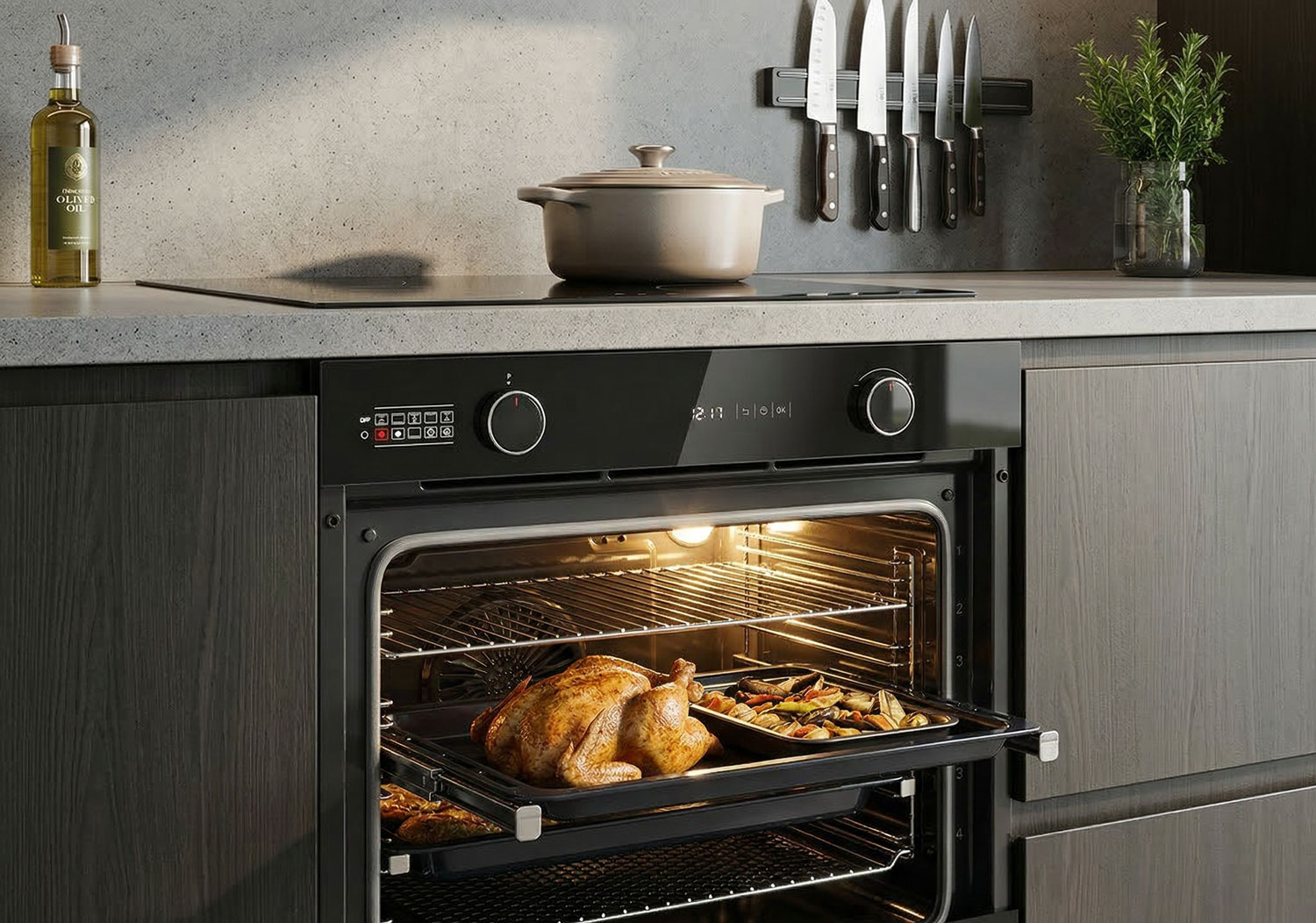 Cuptor incorporabil LDK 1073BK PREMIUM, Clasa A, Capacitate 73 l, 10 functii, 4 tavi, Grill, Turbo, Dezghetare, Timer, Iluminare cuptor, temperatura reglabila pana la 300°C, Negru