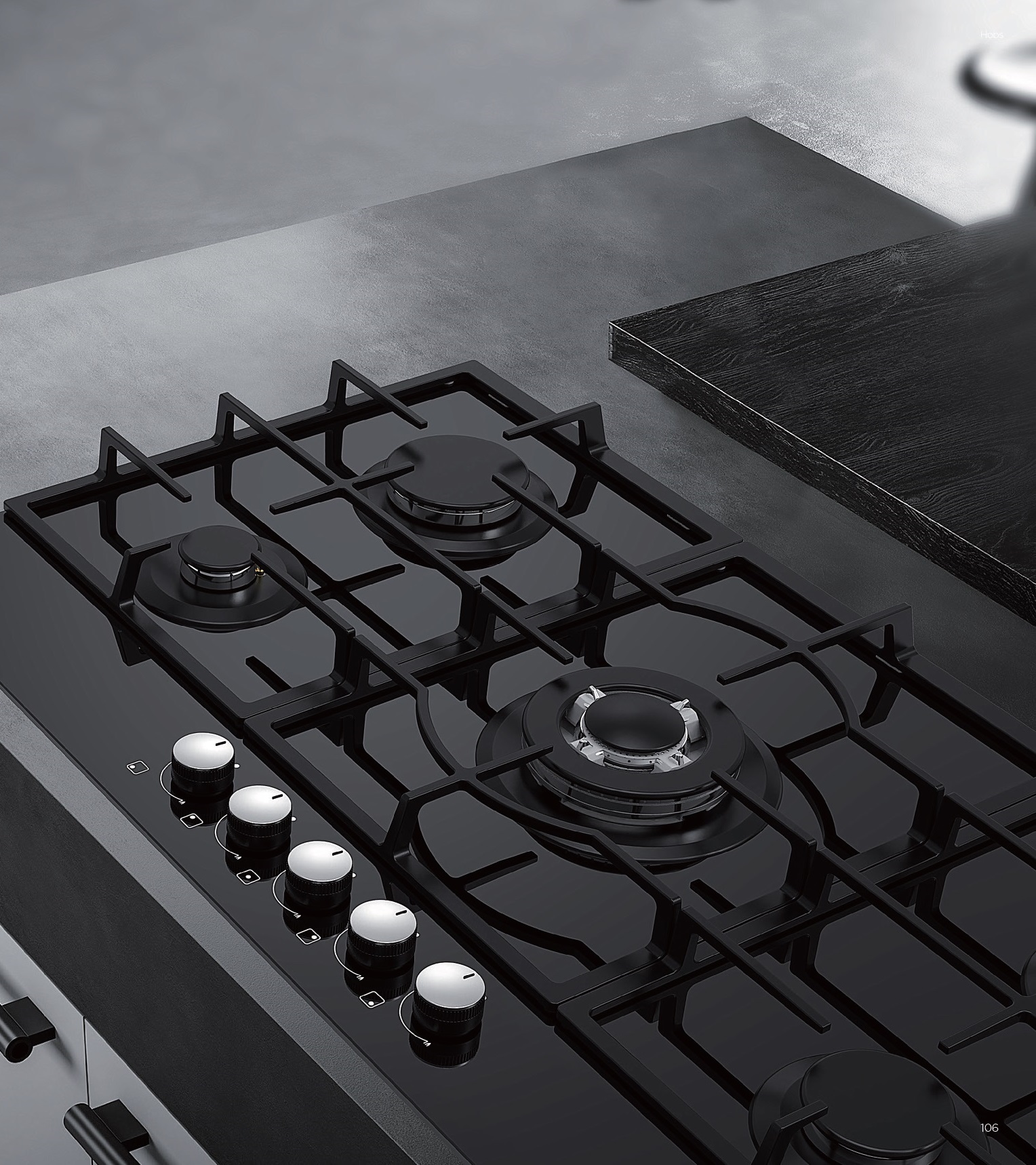 Plita gaz Pyramis 5.90 Wok Black Glass