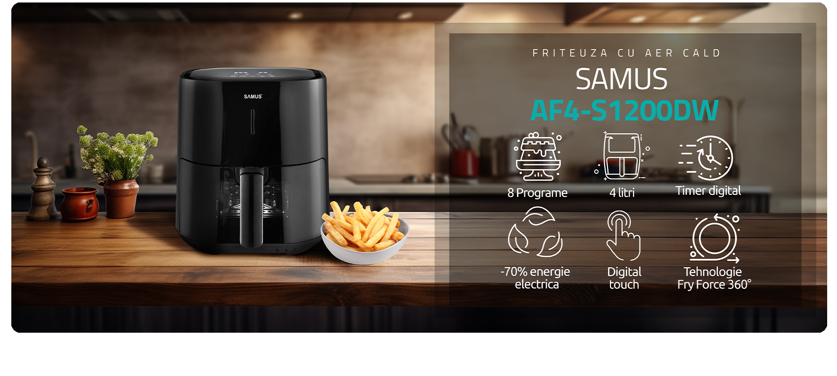 Friteuza cu aer cald Samus AF4-S1200DW