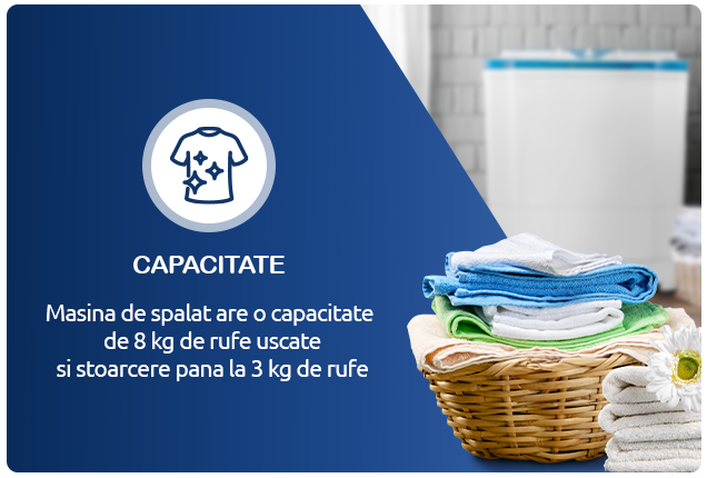 Masina de spalat rufe semiautomata Albatros WMS 8.8, Motor 310 W, Cantitatea de rufe uscate 8 kg, Cantitatea de rufe la stoarcere 3 kg