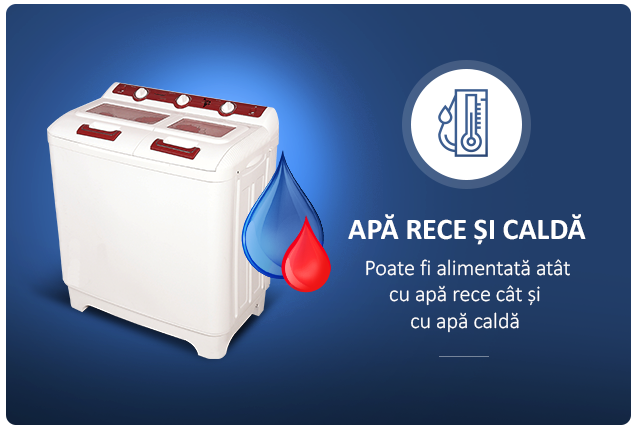 Masina de spalat rufe semiautomata Albatros WMS 10.0, Capacitate rufe spalare 10 kg, Capacitate rufe stoarcere 6 kg, Alb/Rosu