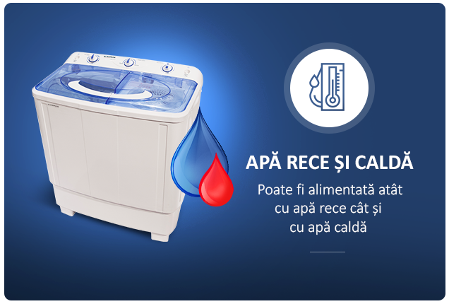 Masina de spalat rufe Albatros WMS 6.5,Capacitate rufe spalare 6.5 kg, Capacitate rufe stoarcere 5.5 kg, Motor 360 W, Alb/Albastru