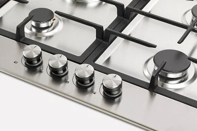 Plita incorporabila LDK 4GFIX, Gaz, 4 arzatoare, Aprindere electrica, Gratare fonta, Siguranta, 60 cm, Inox