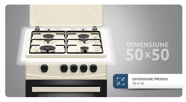 Aragaz Albatros AL452BCS, 4 arzatoare pe GPL si GN, Siguranta plita + cuptor, Geam dublu, 50 x 50 cm, Bej