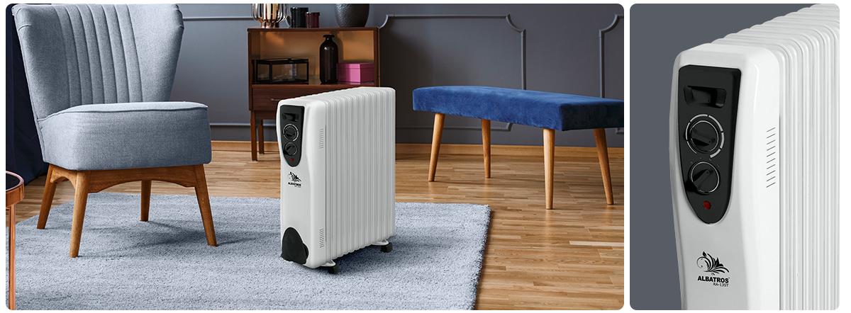 Colorifer electric cu ulei, 13 Elementi, Termostat, 3 Trepte de putere, Albatros RA-13ST